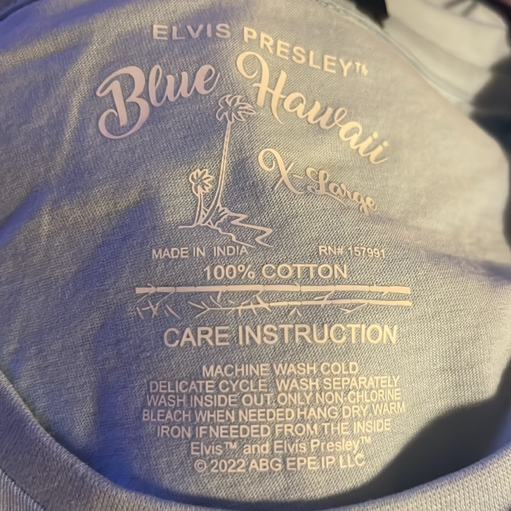 ELVIS PRESLEY “BLUE HAWAII”🌊 NEW with TAG‼️ Blue T-Shirt 💯% Cotton Size XXL - Picture 13 of 16